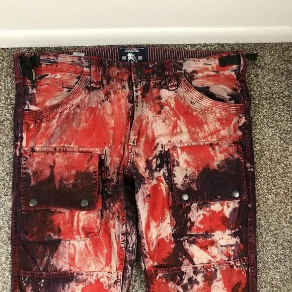 PRPS Jeans Splatter Print Mens Red Black Splatter Savoy Fit Jogger 36x34